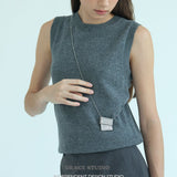 Embossed Silver Rectangle Pendant Necklace