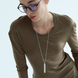 Metallic Tassel Linear Long Necklace