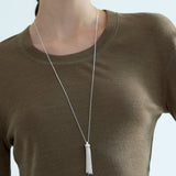 Metallic Tassel Linear Long Necklace
