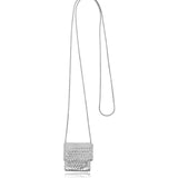 Embossed Silver Rectangle Pendant Necklace