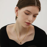 Dual Charm Drop Hoop Earrings Black Resin Zircon