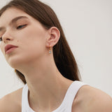 Dual Charm Drop Hoop Earrings Black Resin Zircon