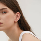 Dual Charm Drop Hoop Earrings Black Resin Zircon