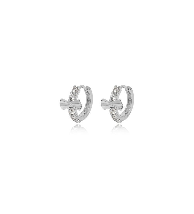 Bow Zircon Hoop Earrings