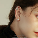 Cubic Zirconia Layered Star Stud and Cuff Earrings