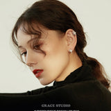 Cubic Zirconia Layered Star Stud and Cuff Earrings