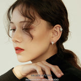 Cubic Zirconia Layered Star Stud and Cuff Earrings