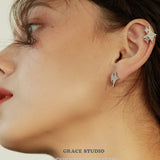 Cubic Zirconia Layered Star Stud and Cuff Earrings