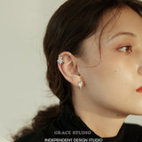 Cubic Zirconia Layered Star Stud and Cuff Earrings