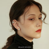 Cubic Zirconia Layered Star Stud and Cuff Earrings