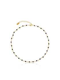 Faceted Black Glass Bead Choker Necklace - Grace Studio