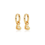 Open Heart Dangle Huggie Earrings
