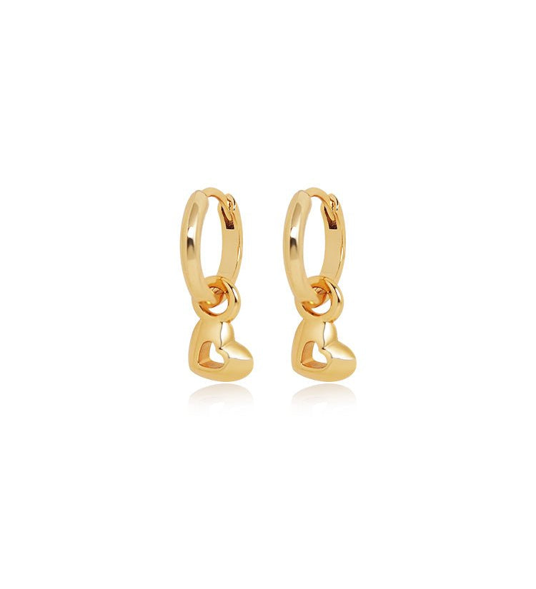Open Heart Dangle Huggie Earrings