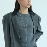 Sculptural Slide Pendant Lariat Necklace