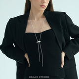 Sculptural Slide Pendant Lariat Necklace
