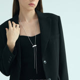 Sculptural Slide Pendant Lariat Necklace