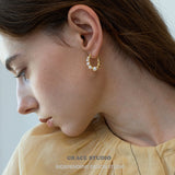 Pearl Cluster Hoop Earrings