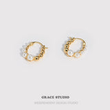 Pearl Cluster Hoop Earrings
