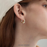Two-Tone Sculpted Hoop Earrings