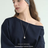 Sleek Abstract Teardrop Silver Pendant Necklace