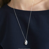 Sleek Abstract Teardrop Silver Pendant Necklace
