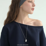 Sleek Abstract Teardrop Silver Pendant Necklace