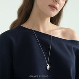 Sleek Abstract Teardrop Silver Pendant Necklace