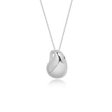 Sleek Abstract Teardrop Silver Pendant Necklace