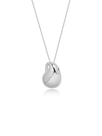 Sleek Abstract Teardrop Silver Pendant Necklace - Grace Studio