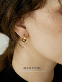 Glossy Chunky C-Hoop Earrings - Grace Studio