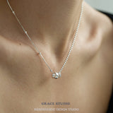 Asymmetric Duo Sculpted Barrel Charm Necklace