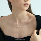 Asymmetric Duo Sculpted Barrel Charm Necklace