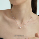 Asymmetric Duo Sculpted Barrel Charm Necklace