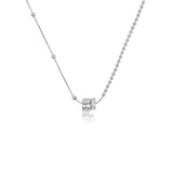 Asymmetric Duo Sculpted Barrel Charm Necklace