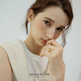 Sculpted Zircon Dome Ring Set