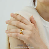 Sculpted Zircon Dome Ring Set