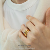 Sculpted Zircon Dome Ring Set