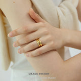 Sculpted Zircon Dome Ring Set