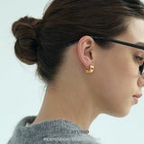 Glossy Bean Curve Stud Earrings