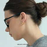 Glossy Bean Curve Stud Earrings