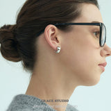 Glossy Bean Curve Stud Earrings