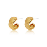 Glossy Bean Curve Stud Earrings