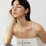 Tiger Eye Oval Drop Hoop Earrings