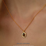 Tiger Eye Oval Pendant Necklace