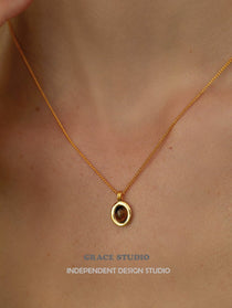Tiger Eye Oval Pendant Necklace - Grace Studio