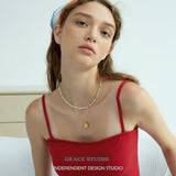 White Mother-of-Pearl Beaded Choker Necklace