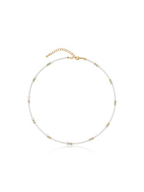 White Mother-of-Pearl Beaded Choker Necklace - Grace Studio