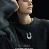 Sculpted U-Pendant Cord Necklace