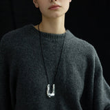 Sculpted U-Pendant Cord Necklace