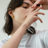 Glossy Bean Dome Stud Earrings
